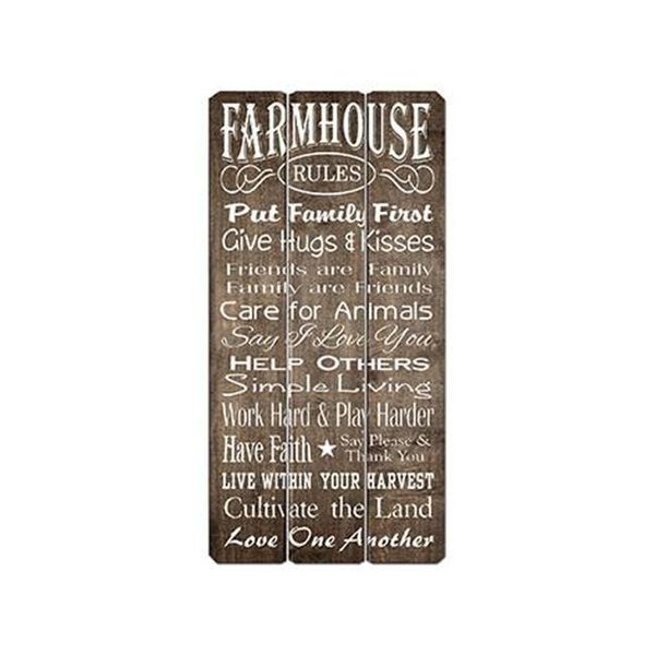 Mr. Mjs Trading Mr. MJs Trading IV-S17-G347 Farmhouse Rules Wooden Sign Wall Decor IV-S17-G347